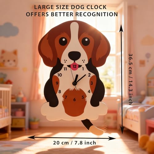 Dog Pendulum Wall Clock,Cute Swing Tail Beagle-styled Wall Clock Decorative for Living Room/Bedroom/Kid's Room/Kitchen,Large Unique Wood Silent wall clock,Gift For Boy,Girl,Friend,Family,Lover by YiJaLyn - Image 2