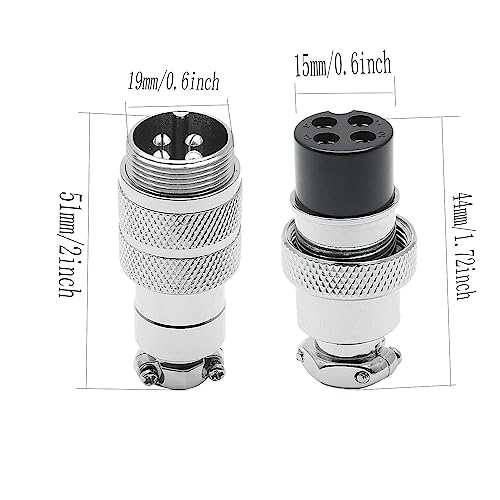 Conector Plug de Aviación GX20-4P Metal Macho Hembra 3 Pzas miniatura 3