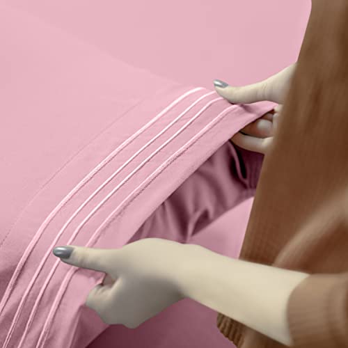 Luxury Microfiber Bed Sheet Set with Embroidered Pillow Cases