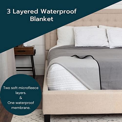 Waterproof Blanket Cover 80”X90” For Adults, Dogs, Cats Or Any Pets - 100% Waterproof Furniture Or Mattress Protector – Large Size For Twin, Queen, King Beds (Warm Gray / Cool Gray) #TOP1