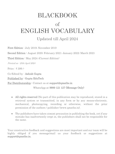 Image of Blackbook of English Vocabulary March 2026 Edition by Nikhil Gupta | 21000+ Words (English-Hindi) | For SSC, DSSSB, Defence & Competitive Exams