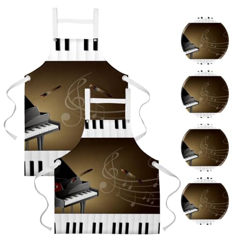 Tablier de serveuse pour restaurant et bistrot au motif de piano