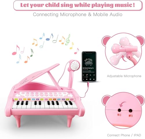 image for Love&Mini Piano Keyboard Toy for Girls - 24 Keys Toddler Music Toy Ins