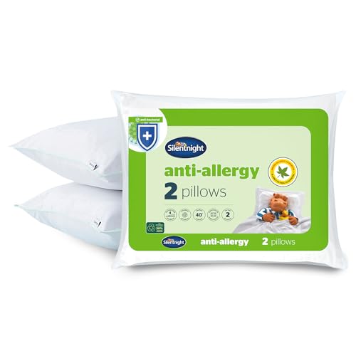 Silentnight Almohadas Suaves antialérgicas, Paquete de 2 Almohadas de Apoyo Suave con Fibras hinchables, Ideales para Personas Que Duermen Boca Abajo y Boca Abajo, hipoalergénicas y Lavables a