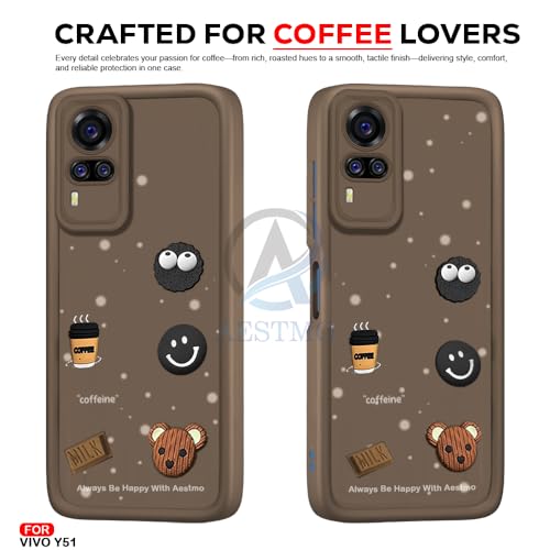 Image of AESTMO Back Case Cover for Vivo Y51 / Y51A / Y31 Cover | Cute Fun Cartoon 3D Ball | Coffee Silicone Case | Full Body Protection | Camera Protection Back Cover for Vivo Y51 / Y51A / Y31 (Brown)