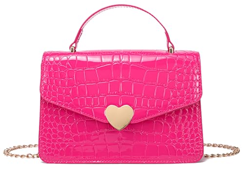 JHVYF Women Crossbody Shoulder Handbag Cute Cross-body Messenger Purse Satchel Casual Bag Evening Clutch Heart shaped bag Hot Pink