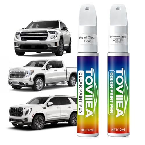 Toviiea White Forst Tricoat(G1W-WA140X) Touch Up Paint Compatible with GMC,2-In-1 Car Scratch Remover Pen,Car Paint Scratch Repair Kit for Scratches,Chips & Nicks,2-PCS SET