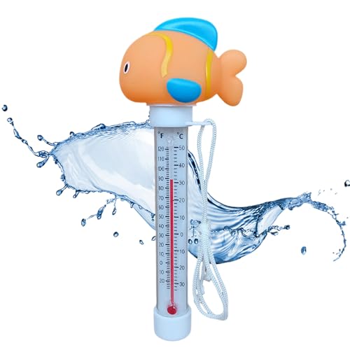 ETUCYNG Termómetro flotante para piscina | Termómetro de agua lúdica para piscina con diseño animal | Equipo de fácil lectura para estanque, spa, acuario, exterior con cordón