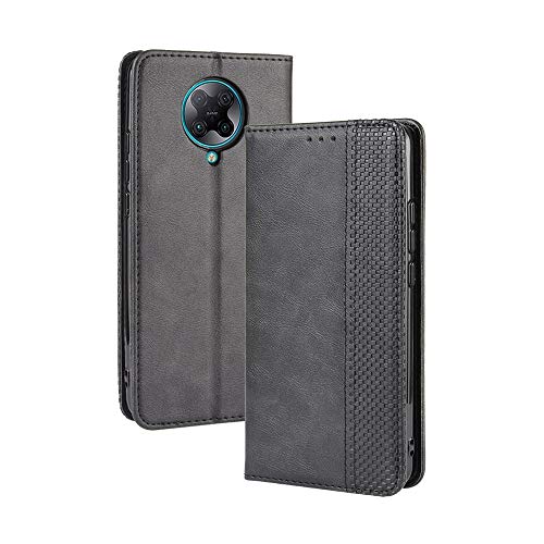 XINNI Cover per Xiaomi Poco F2 PRO Custodia, retrò Flip Magnetica Pelle PU/TPU Portafoglio, Nero