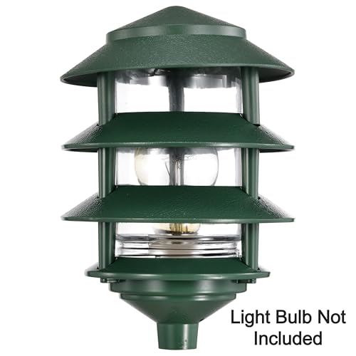 Image of Nuvo Lighting SF77 /324 One Light Three Louver Small Hood 120 Volt Die Cast Aluminum Durable Outdoor Landscape Pathway Lighting, Green
