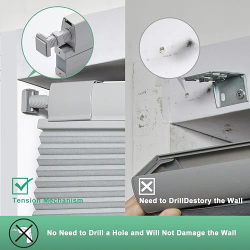 Tonature No Tools No Drill Top Down Bottom Up Cellular Shades For Windows, 1 Inch Blackout Fabric thumb #1