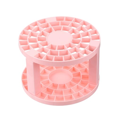 Image of PATIKIL 1pcs Paint Brush Holder, 49 Holes Plastic Paint Storage Desk Stand, Round, Pink