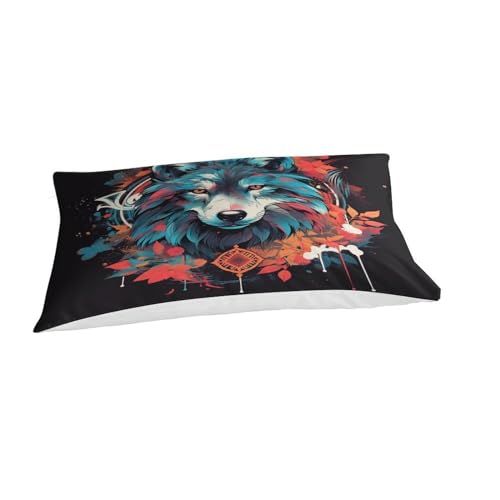 Ensemble de literie loup 3D premium - Housse de couette 135x200cm finition microfibre soyeuse - 5