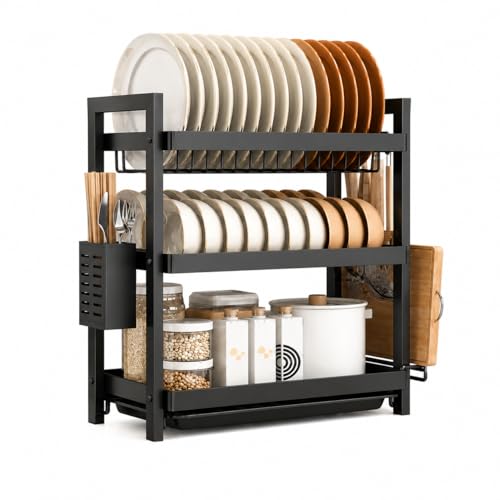 Image of 3 Tier Dish Drying Rack | Kitchen Counter Organizer