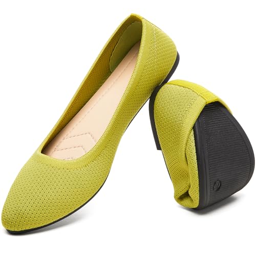 Image of Women's Ballet Flats Shoes Comfortable Mesh Pointed Toe Slip On Dress Shoes | Breathable knit, Memory insole, Lightweight & flexible, Slip-on style, Perfect for daily wear