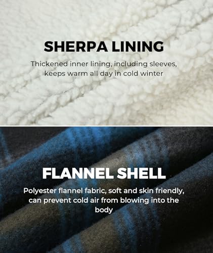 Image of ZITY Men's Flannel Hooded Jacket Fleece Sherpa Lined Plaid Shirts Jackets Zip Up Sweatshirt Hoodies for Men with 4 Pockets