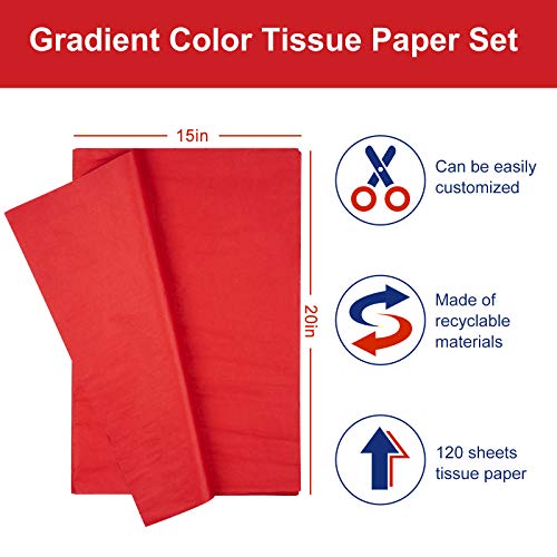 Whaline Multi Coloured Tissue Paper 120 Sheet Rainbow Gift Wrapping Paper 15 X 20 Inch Gift Wrap Tissue Paper Gay Pride Day Art Paper Crafts For Easter Diy Mother's Day Birthday Wedding, 6 Colors #TOP1