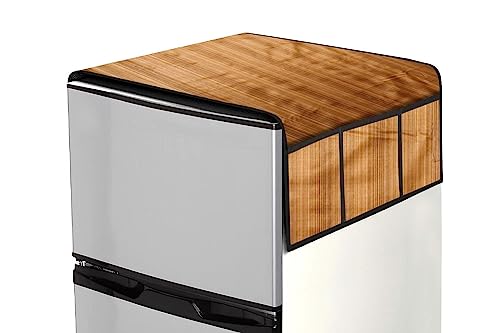 Image of Stylista Refridgerator top Cover Suitable for Samsung RR21C2F25HT /HL, 189 Liter Fridge, Dimension (WXD) 71x109 CM, Wooden Pattern Cream