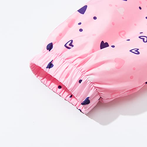 Image of MGEOY Girls Rain Jacket Lightweight Waterproof Hooded Cotton Lined Raincoat Windbreaker for Kids Size 4-12 Years