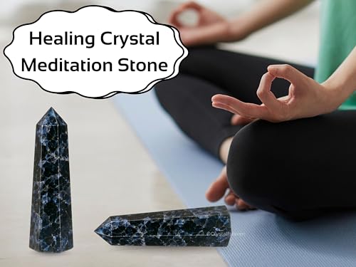 Image of Crystal Heaven Indigo Gabbro Crystal Tower Obelisk Point For Chakra, Healing And Balancing - Aaa Grade Original Certified Gemstone Agate For Reiki Meditation Yoga Spiritual (3-4 Inches)