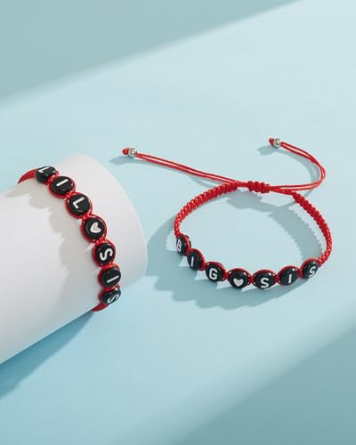 Image of Braided Rope Bracelet Adjustable Jewelry for Family Sisters Mom Grandma BFF | Adjustable black woven rope bracelets with personalized letter engraving.gifts for family, sisters, grandma & best friends
