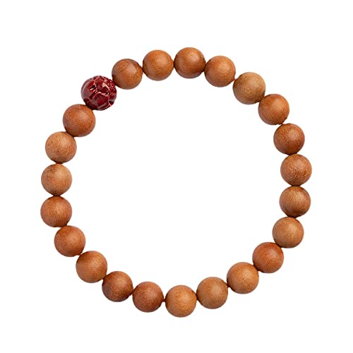 Bracelet bouddhiste en bois de santal et cinabre de prière authentique