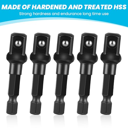 Image of 3 /8 Adapter For Impact Driver 5pcs Black Drill Socket Adapter 1 /4 Inch To 3 /8 Socket Adapter Kit Square Socket Bit Adapter For Impact Driver Automotive Diy Extension Socket Driver Bits (3 /8x50mm)
