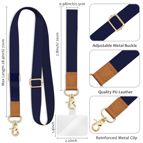 Image of Piefly Cell Phone Lanyard Crossbody Wrist Strap Adjustable for Women Blue | Travel Daily Cruise, Around the Neck, Hands-free, Universal, Fit Keys ID badge, Accessories, Compatible with Most Smartphones
