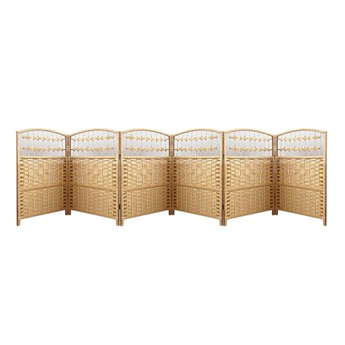 Paravent Court Pliable et Portable d'intérieur, 4/5/6 Panneaux, autoportant, décoratif, pour Bureau, dortoir, crèche, Salon, Marron Clair, 50 x 30 cm, 6 Panneaux