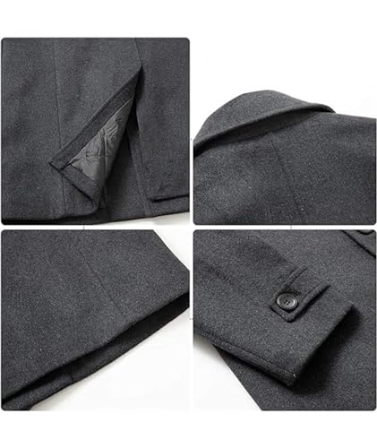 Image of SOMTHRON Men's Woolen Trench Coat Regular Fit Double Breasted Wool Blend Jacket Winter Pea Coat Businesss Overcoat
