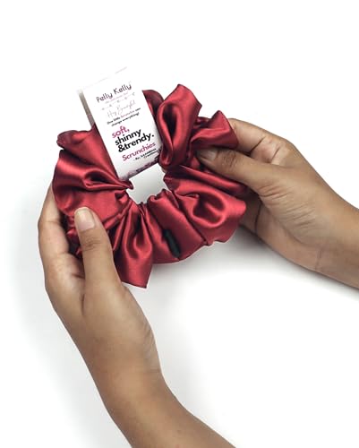 Image of Satin Scrunchies Hair Bands for Women | No-Damage Elastic Hair Ties for Ponytails & Buns | Fluffy & Stylish Rubber Bands | Extra Large Size | Pack of 5