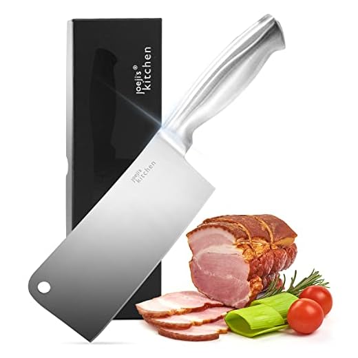 Joeji's Coltello per Carne in inox 17 cm - Mannaia da Cucina tritatutto con manico ergonomico - Coltello verdure e carne professionale - Coltello da Cuoco e Macellaio