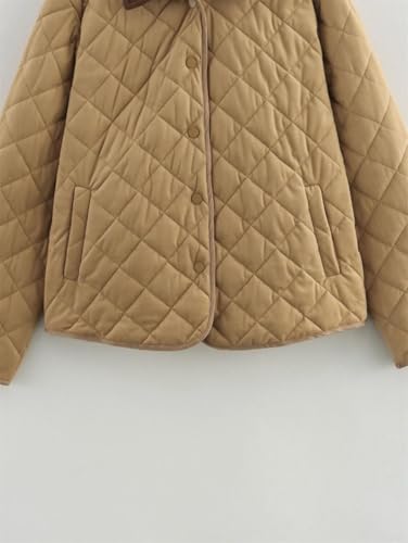 Fnfmrfmr Khaki Women's Patchwork Lapel Cotton Jacket with Vintage Buttons - Casual Style, Medium Size - Image 4