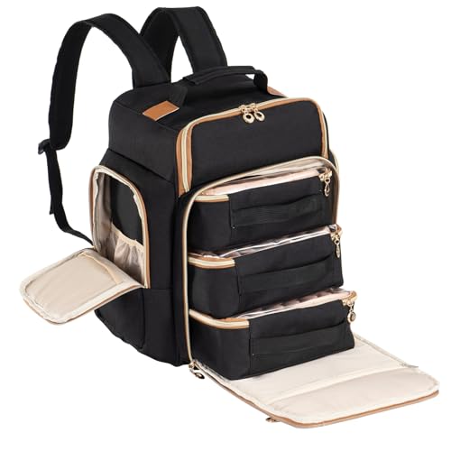 Hautton Nail Polish Aufbewahrungstasche, Extra große Organizer für 126 Flaschen Nagellack Lampe Zubehör, Nagellack Reisekoffer für Maniküre - Schwarz