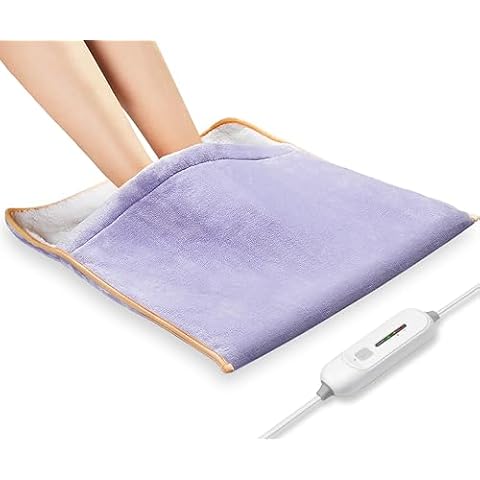 Electric Heated Foot Warmer - Auto Shut Off, Ultra Soft Flannel Heating Pad for Foot, Extra Large Heat Therapy Wrap for Feet, Back, Waist, Abdomen with Long Cord, 22" x 20" Cover