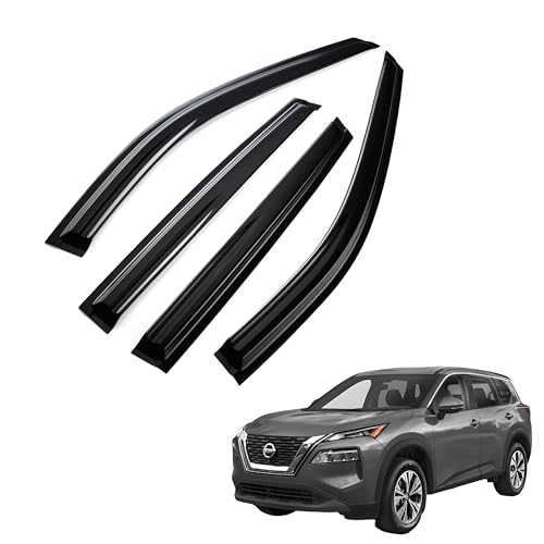 WZYJGTOP Window Visors Rain Guards for Car Windows with Fit for 2014-2020 Nissan Rogue S SV SL, 4-Piece Side Window Visors, UV Resistant & Weatherproof, No Drill Installation,Tape on