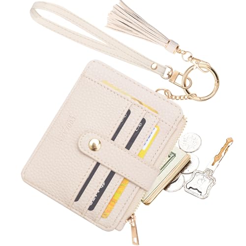 Image of COOLANS Silicone Bracelet Wristlet Wallet Credit Card Holder RFID ID Window Key Ring Tassel Slim Wallet Women Keychain Purse