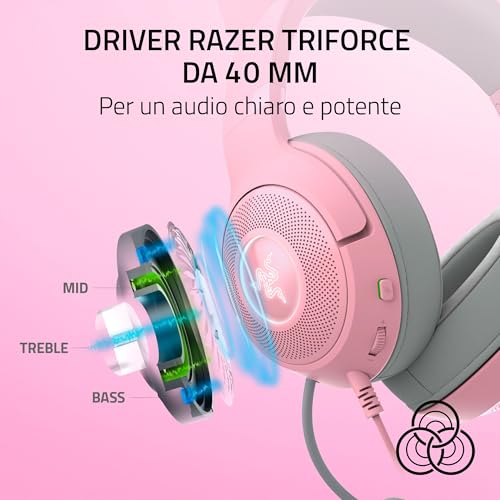 Kraken Kitty V2 - Auriculares RGB por cable con orejas de gatito (Iluminación reactiva al streaming, Micrófono cardioide HyperClear, Diafragmas de 40mm TriForce, Sonido envolvente) Quartz - Cuffia gaming - Immagine 4
