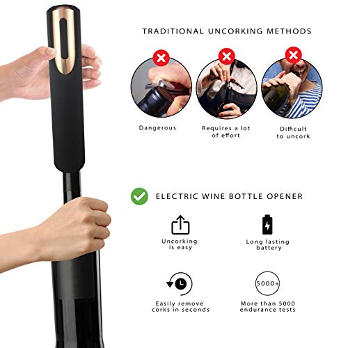 Vin Fresco Electric Wine Opener With Charging Base & Foil Cutter - Automatic Wine Bottle Opener - Electric Corkscrew Wine Opener - Electric Wine Bottle Opener Rechargeable Wine Gift For Wine Lovers #TOP7
