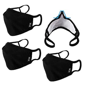 WITHMOONS Cloth Face Mask Washable Reusable 3-Ply Mouth Shield Breathable with Nose Wire 4PACK EU0304