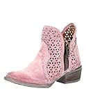 Lila Leder im Used-Look Circle G Damen Filigraner Western Boot Snip Toe, Pink (rose), 41 EU