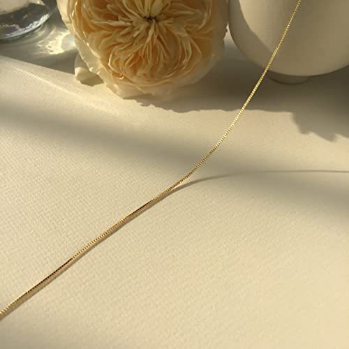 Vavily Minimalist Thin Gold Chain 18K Gold Thin Box Chain Necklace Short Small Gold Chain Choker Necklaces For Women #TOP6