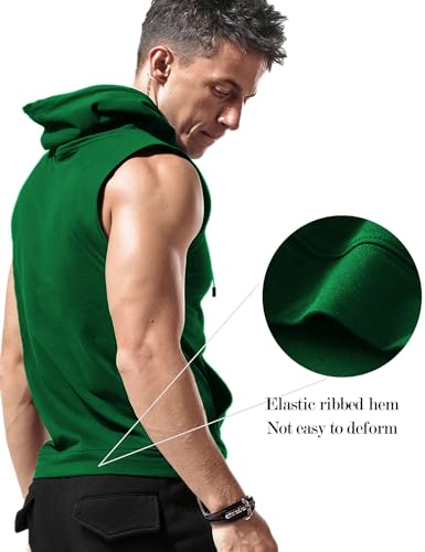 Image of Babioboa Men's Workout Hooded Tank Tops Sleeveless Gym Hoodies Bodybuilding Muscle Cut Off T-Shirts