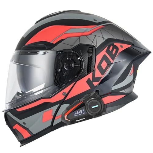 IRON JF Modularer Motorradhelm Klapphelm mit Bluetooth Integrierter Roller Helm ECE Zertifiziert Integralhelm Doppelvisier mit Eingebautem Mikrofon for Automatische Reaktion for Damen Herren(7,XXL)