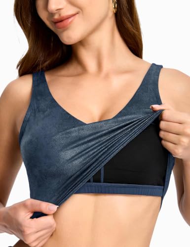 Image of THE GYM PEOPLE Womens' Sports Bra Longline Wirefree Padded with Medium Support