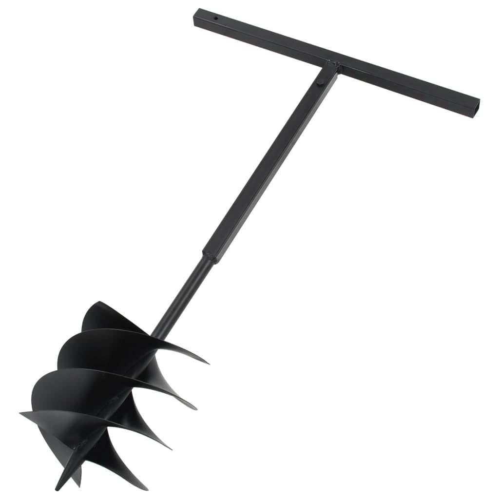 vidaXL Trivella per Terreno con Maniglia Robusto Manuale Giardino Piantapali con Viti Trapano a Terra Foraggio 200 mm in Acciaio Nero