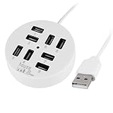 uxcell Round 8-Port White LED Light USB 2.0 Hub Splitter Adapter Replacement