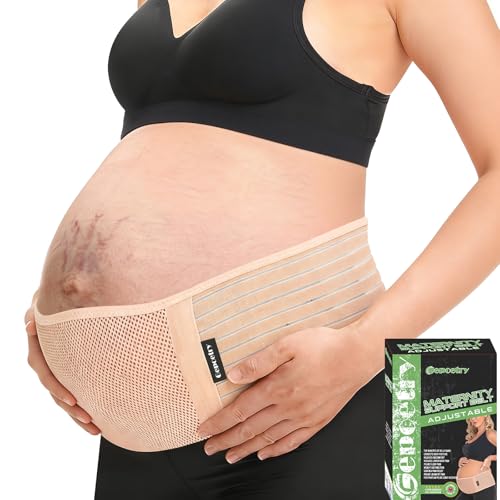 Gepoetry Maternity Belly Band for Pregnant Women | Pregnancy Belly Support Band for Abdomen, Pelvic, Waist, & Back Pain | Adjustable Maternity Belt | For All Stages of Pregnancy & Postpartum (Beige)