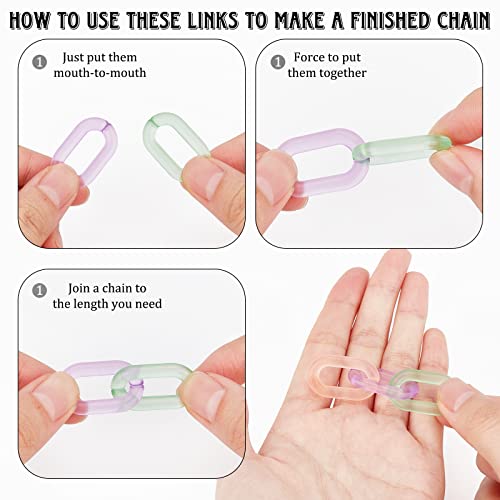 Ph Pandahall 220Pcs Frosted Acrylic Linking Ring 11 Colors Oval Curb Chain Connectors 1 Inch Quick Link Connectors C-Clip Hooks For Chunky Necklace Eyeglass Purse Phone Chain Diy Craft #TOP6
