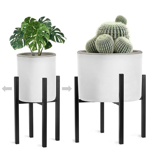 Sorbus Adjustable Metal Plant Stand – Mid Century Style Flower Pot Holder, 10 to 16 Inches Planter Stand for Modern Home Décor, Houseplants – Plant & Pot NOT INCLUDED (Black, 1 Pack)